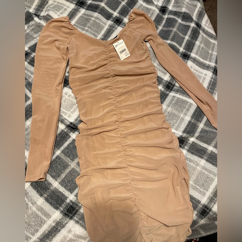 Tan/beige mini dress (small)